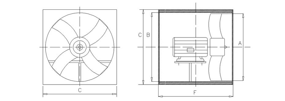 玻璃鋼壁式方（fāng）形軸（zhóu）流風機